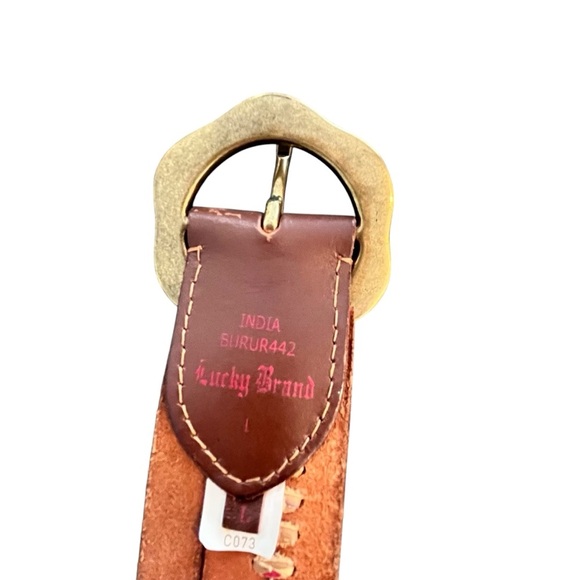Lucky Brand Vintage Brown Woven Leather Belt Large Made in India - Picture 6 of 15